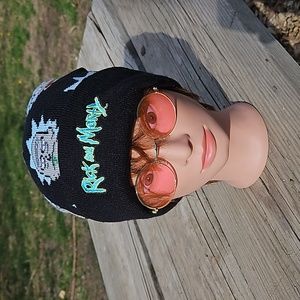 Concept One Black Rick and Morty Logo  Head Knitted Cuff Beanie Hat